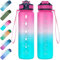 EYQ 1L Water Bottle, 1 Litre Water Bottle with Straw, 32oz Leak-Proof Motivational Sports Drinks Bottle with Time Marker, Tritan BPA-Free, Drinking Waterbottles for Fitness, School, Gym Outdoor Sports