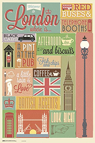 Grupo Erik London Collage Poster - Kunstdruck - Deko Wohnzimmer oder Deko Schlafzimmer - Deko Zimmer - Größe : 61 x 91 - Offizielle Lizenz