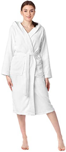 Ladeheid Damen Frottee Bademantel aus 100% Bio-Baumwolle LA40-225 (Weiß (P01), XL)