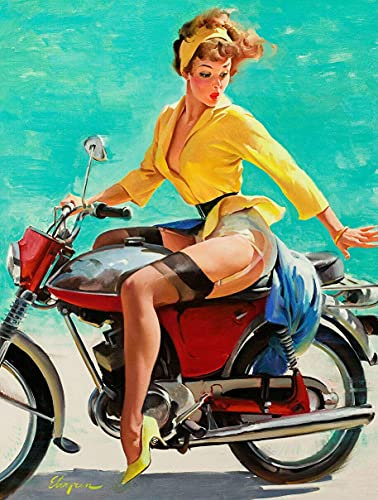 Metal Sign Plaque Vintage Retro Style Pinup Motor Bike Sexy Garage Mancave Retro Home Wall Decor Tin Metal Gift Decoration Vintage Plaque 8x12 inch