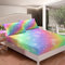 Homemissing Galaxis Bettlaken Set Glitter Regenbogen Streifen Dekor Spannbettlaken 90x200cm für Kinder Jungen Universum Sternenhimmel Spannbetttuch Bunte Funkeln Sterne Raum mit 1 Kissenbezug 2St