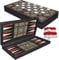 PrimoLiving Deluxe Holz Backgammon Set Palamedes – 42 x 42 cm - inklusive Schachbrett
