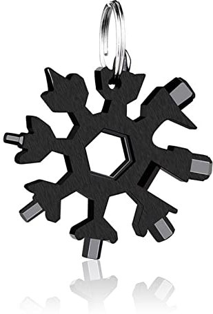 18 in 1 Werkzeug Schneeflocke,Flaschenöffner Schwarz,Multitool Schlüsselanhänger,Multifunktionswerkzeug Edelstahl Zubehör,Reise Camping Abenteuer für Kleines Geschenk für Männer für Papa
