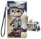 JRIANY for iPhone 13 Case -6.1 inch, PU Leather Wallet Case with Card Holder Animal Pattern Cute Design Magnetic Shockproof Cover Flip Case Compatible with Apple iPhone 13 - Cat C