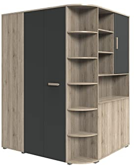möbelando Eck-Kleiderschrank begehbar Drehtürenschrank Schrank Holzschrank Canton VI