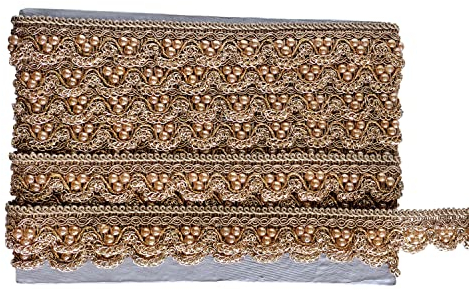 Weddecor Perlenspitze, zum Nähen, Hochzeitskleider, Dekoration, DIY-Handwerksprojekte, professionelle Zierleisten, Kleidungsdekorationszubehör, 25 mm, Bronze, 4 m