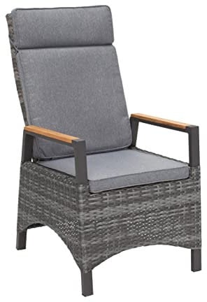 LC Garden »Keramo« Dining Positionsstuhl Verstellsessel mit Teak-Armlehne Natur-grau