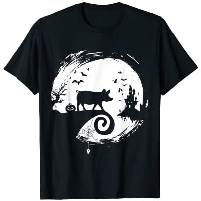 Teetasse Schwein Halloween Kostüm Mond Silhouette gruselig T-Shirt