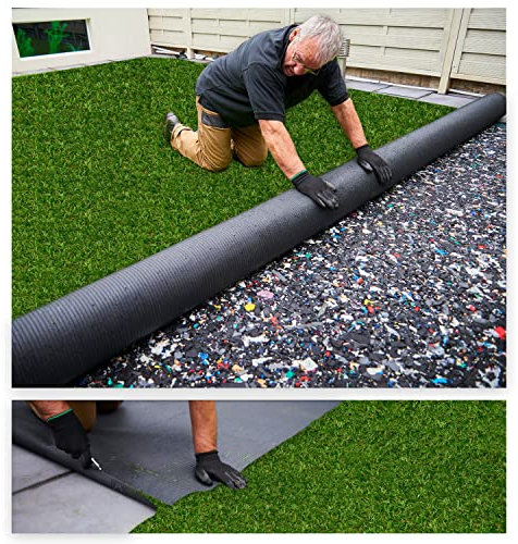 MDEKOR Kunstrasenteppich Outdoor - Kunstrasen wetterfest, Rasenteppich Meterware Grün 320x200 cm, Balkon Bodenbelag wasserdurchlässig mit Drainage 200 cm breit in Echtrasen-Optik