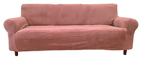 Jenny Sesal Copridivano Sophia in velluto bielastico Tinta unita- Made in Italy - varie misure e colori (Rosa Antico, 3 POSTI)