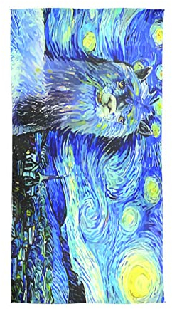 YOUJUNER Damen Seidentücher Van Gogh Sternennacht Alpaka Lama Seide Schal Halstuch Lang Halstuch Halstücher Seidenschal