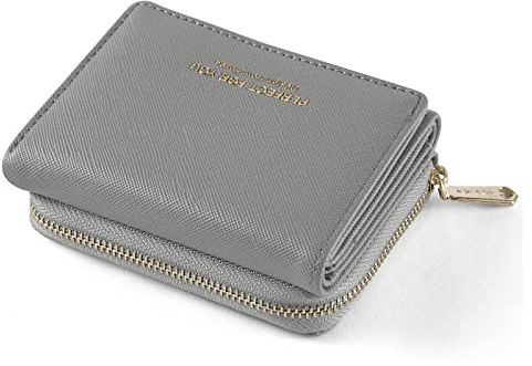ANYWN Geldbörse Damen klein, Geldbeutel Damen klein, kleines Portemonnaie Damen, Geldtasche klein Damen mit Große Kapazität, Elegante und Süße Damen Geldbeutel mit Großes Münzfach DunkelGrau
