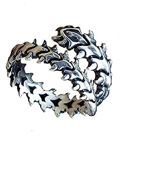 DTECGOUG Stainless Steel Men's Vintage Skeleton Spine Ring Gothic Punk Hip Hop Finger Joint Ring Open Adjustable Dragon Spine Ring