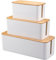 BUDDLEY Kabelbox Bambus (Set), Kabelaufbewahrungsbox Steckerleiste, Kabelmanagement, Kabelorganisation Schreibtisch, Kabelorganisation, Kabelbox Steckerleiste, CableBox (Weiss)