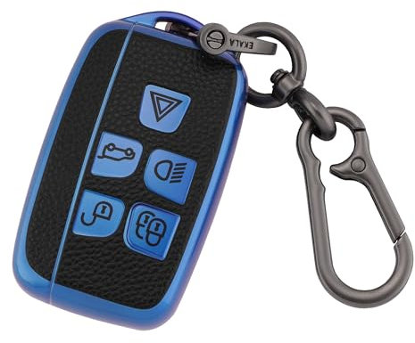 ERMWALR Coque de Protection pour clé de Voiture Land Rover LR4 Range Rover Sport Evoque Jaguar XF XJ XJL F-Pace 5 Boutons avec Porte-clés (PW-Rov-E)