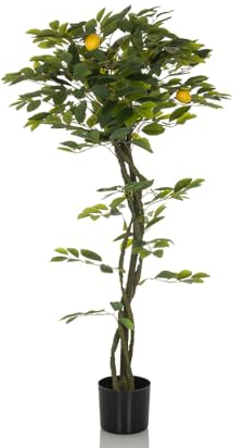 hjh OFFICE Kunstpflanze Lemon Deko Pflanze künstlich 135 cm, Zitronenbaum, pflegeleichter Kunstbaum, Grün 871058