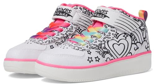 Skechers Sport Court 92 Color Me Kicks, Stivali alla Moda, White Textile/Multi Trim, 32 EU