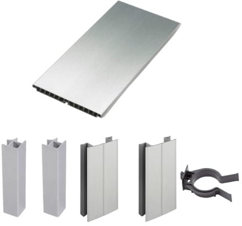 AERREGI KIT ZOCCOLO PER CUCINA BATTISCOPA ALTEZZA 10, 12 E 15 CENTIMETRI | ZOCCOLI IN ACCIAIO INOX 5 METRI CON ACCESSORI PER UNIONE E KIT GANCI | KIT ZOCCOLATURA ANODIZZATO SATINATO (H150 mm)