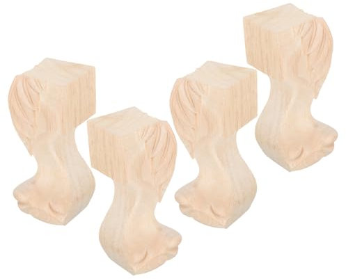 BESTonZON Füße Für Möbel 4 Stück Geschnitzte Möbel Kommode Holzmöbel Tischbeine möbelfüße Beine für Tisch Ersatzmöbelbeine Sofa Schminktisch Fuß des Bettes Schrankbeine Stuhlbeine hölzern