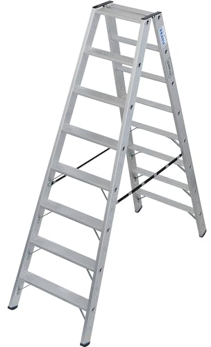 KRAUSE | Schwerlast-Stehleiter | beidseitig begehbar | bis 225 kg | 2x8 Stufen