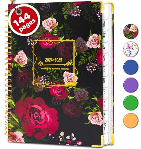 BLESWIN Wochenplaner 2025, A5 Terminplaner 12 Monate Buchkalender, Januar-Dezember, 1 Woche 2 Seiten, Mit Innentasche, 21,6 x 16 CM