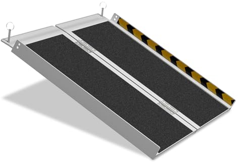 Izrielar Rollstuhlrampe Klappbar 61CM, Rollstuhl Rampe, Aluminium Rollstuhlrampe, rutschfeste Rampe Rollstuhl,Mobile Auffahrschiene Belastbar bis 270kg, Klapprampe fürTreppen,Stufen,Schranken