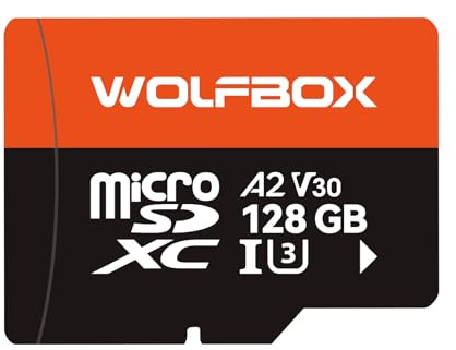 WOLFBOX 128 GB microSD-Karte mit Adapter, bis zu 100 MB/s, U3 A1 V30 hohe Übertragungsgeschwindigkeit, unterstützt 4K-UHD-Videoaufnahmen, geeignet für G840S/ G930 / G900PRO / G900 Tripro Dashcams