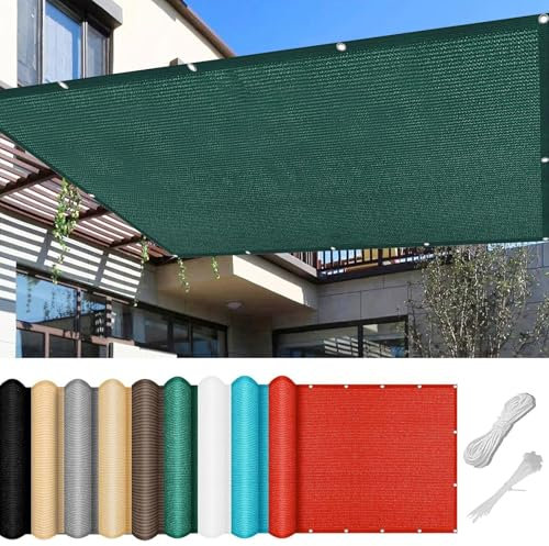 Sonnensegel Balkon 550 x 670 cm Rechteckig Sunsegel Rechtwinklig Uv-Schutz 98% Reißfest Ohne Bohren inkl Befestigungsseile für Camping Schwimmbad Zwinger, Dunkelgrün