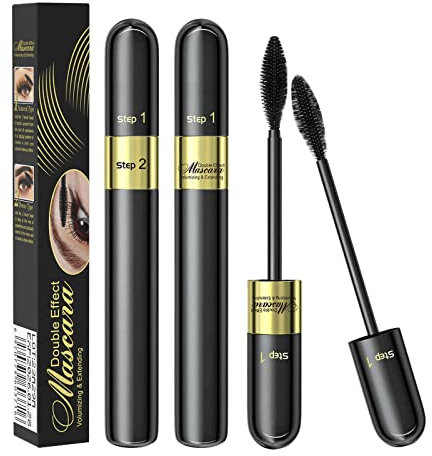 Mascara Waterproof Noir - Mascara Volume Effet Faux Cils 4D Fibre de Soie, Mascara Noir Volume et Longueur Extreme Maquillage Anti-taches à Effets Naturels et Faux pour Femmes (Noir, Taille unique)