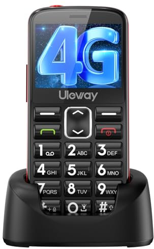 Tosaju 4G Seniorenhandy Ohne Vertrag Großtastenhandy Seniorenhandy mit Großen Tasten Simlockfreie Tastenhandy Mobiltelefon für Senioren mit Ladestation Notruftaste 1000 mAh Akku 2,4 Zoll Display