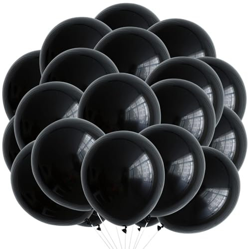 KOBOKO Schwarze Luftballons, 20 Stk 10 Zoll Schwarze Ballons Geburtstag, Luftballons Schwarz Geburtstagsdeko, Matt Schwarz Latex Helium Luftballons für Geburtstag Hochzeit Party Deko Casino Deko