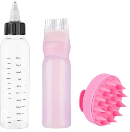 STIFFENERS Hair Oil Applicator Bottle, Multifunctional, Pink Plastic, Reusable, Leak Proof, Anti-Slip Design, Even Product Distribution, Suitable for All Hair Types