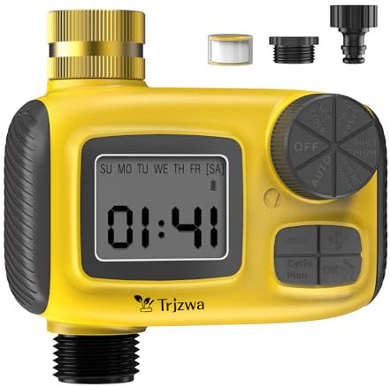 TRJZWA Temporizador de Aspersor para Exteriores, Temporizador de Liberación de Entrada de Latón 2024 para Manguera de Riego de Jardín con Retardo de Lluvia y Riego Manual para Jardín, Césped, Sistema