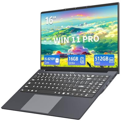 Ordenador Portátil 16 Pulgada con Core i5 Procesador Pc Portatil 16 GB RAM 512GB SSD,Gráficos UHD 617, Pantalla (1920 x 1200), Laptop Win11 Pro, Teclado Retroiluminado, Wi-Fi 5, USB 3.0 * 3, Type-C