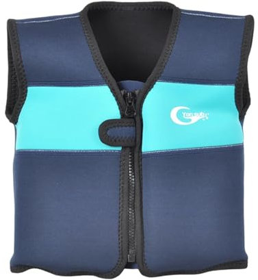 2025 – Gilet di salvataggio da bambina, 1 pezzo, per bambini da 1 a 7 anni, perfetto per piscina, spiaggia, attività acquatiche all'aperto, comodo costume da bagno estivo per bambini 86, Blu marino, 3