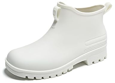 MGGMOKAY Stivali Da Pioggia Impermeabili Da Donna Scarpe Di Moda Cortometraggio Giardino All'aperto,Bianco,36