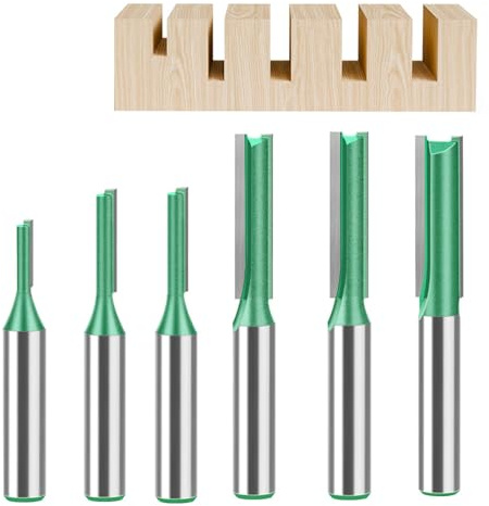 Juego de 6 fresas para fresadora superior, mango de 8 mm, juego de fresas rectas, 3/4/5/6/7/8 mm, fresa de ranura, fresadora de madera, fresa de metal duro, accesorios para fresadora superior, puntas