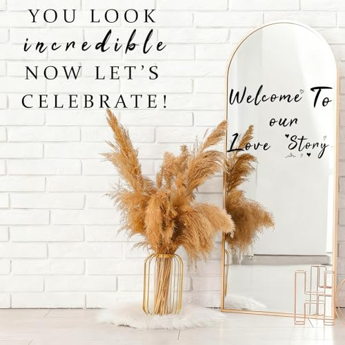NICENEEDED 4 Feuille de Décalcomanies de Bienvenue pour Miroir de Mariage Autocollants de Lettres Miroir Amovibles Autocollants de Plan de Table de Bienvenue Fournitures de Fête de Mariage pour DIY