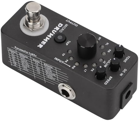 VGEBY 121 Drum Loops Einteiliges Drum Machine Pedal True Bypass E-Gitarreneffekt für Gitarristen Metal Black