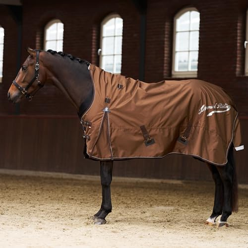 Imperial Riding Outdoordecke IRH Super-Proof 0 g, 1200D Ripstop-Nylon, wasserdicht & atmungsaktiv, integrierter Halsbedeckung & Polsterung, robuste Pferdedecke alle Wetterbedingungen, Bronze, 155