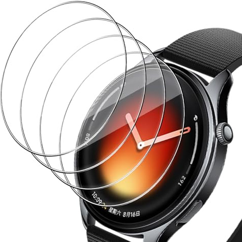 Holilo 4 Piezas Protector Pantalla para Xiaomi Mi Watch 5, Anti-Arañazos 9H Dureza Cristal Templado Anti-Huella Sin Burbujas Cobertura Película Protectora de Cobertura