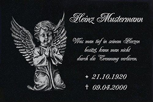LaserArt24 Granit Grabstein, Grabplatte oder Grabschmuck mit dem Motiv Grabstein-ag32 und Ihrem Text/Daten