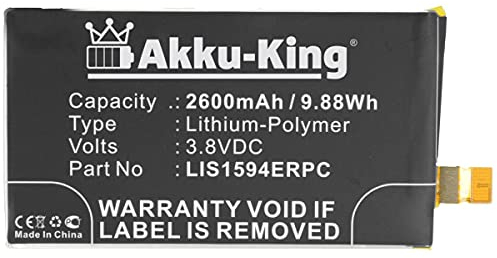 Akku-King Akku kompatibel mit Sony LIS1594ERPC - Li-Polymer 2600mAh - für Xperia XA Ultra, XA Ultra Dual SIM, XA Ultra LTE, Xperia Z5 Compact, Xperia Z5c