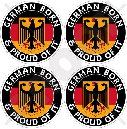 DEUTSCHLAND Deutsch Geboren und Stolz Deutschland 50mm Auto & Motorrad Aufkleber, x4 Vinyl Sticker