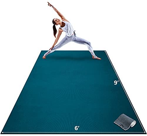 Yogamatte Premium Extra Groß – 9 'X 6' x 8 mm Extra Dick & bequem, ungiftig, rutschfest, Barefoot Gymnastikmatte – Yoga, Stretching, Cardio Workout Matten für Home Gym Bodenbelag (274,3 cm lang x