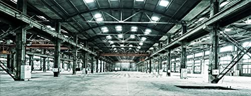 artissimo, Glasbild, 80x30cm, AG4074A, Alte Industriehalle, Urbex, Lost Places, Bild aus Glas, moderne Wanddekoration aus Glas, Wandbild Wohnzimmer modern