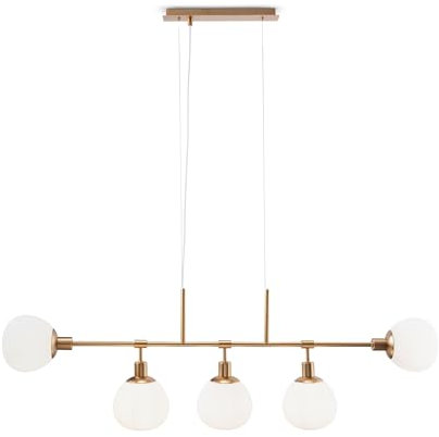 Suspension Design, 5 Lampe, Style moderne, Loft,Armature en Métal couleur or, abat-jour fait en verre blanc, 5ampoule, excl. 5 E14 40W 220-240V
