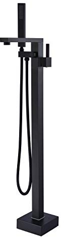 Artiqua Freestanding Bathtub Faucet Tub Filler Black Floor Mount Brass Bathroom Faucets Single Handle with Hand Shower
