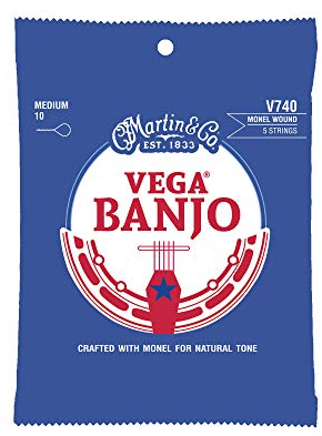 MARTIN Saiten für Banjo, Vega Banjo Retro-Serie, MONEL, 5-saitig Medium (10, 12, 16, 23, 10) (V740)
