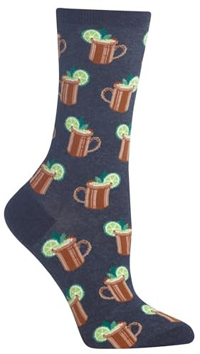 Hot Sox Women's Classic Novelty Crew Socks-1 Pair Pack-Fun & Cute Fashion Gifts, Moscow Mule (Denim Heather), 3.5-9 UK